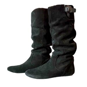 GIANNI BINI Women’s Black Suede Slouch Knee High Fashion